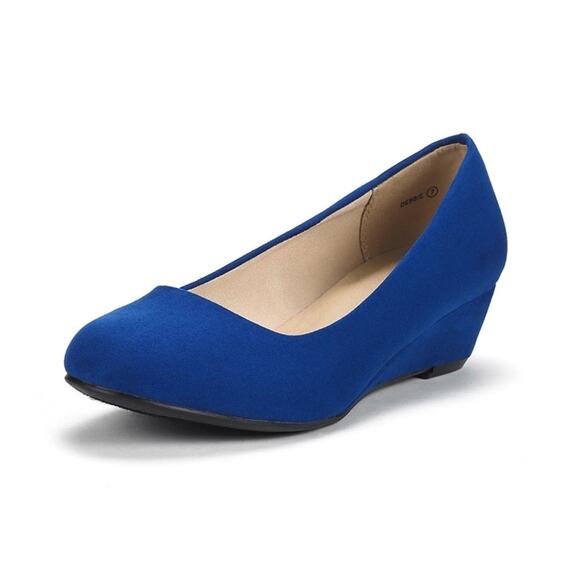 DREAM PAIRS Royal Blue Women's Pump Wedge Heel Round Toe Slip On Shoes US 9.5M - Picture 2 of 12